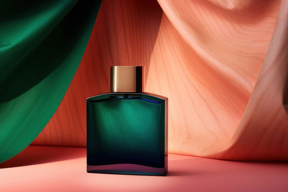 Perfume bottle cosmetics glass green. AI generated Image by rawpixel.