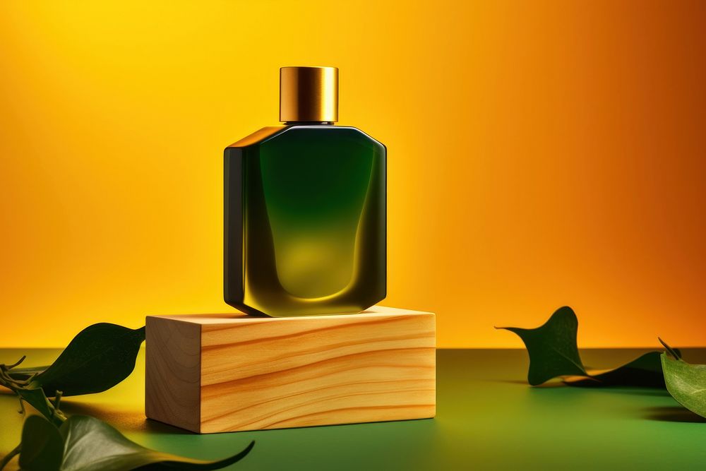 Perfume bottle yellow aftershave container. AI generated Image by rawpixel.