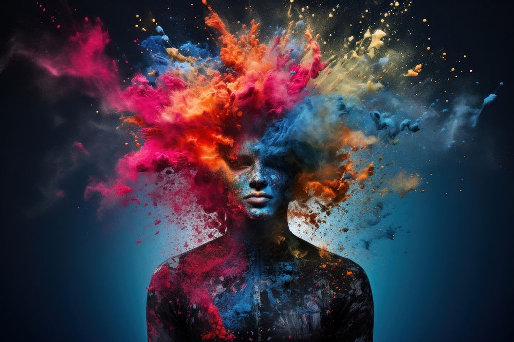 Brain exploding abstract portrait. AI | Premium Photo Illustration ...