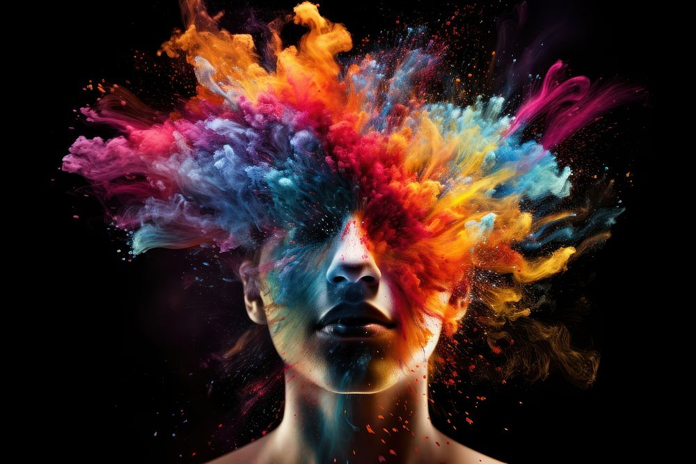 Brain exploding abstract portrait. AI | Premium Photo Illustration ...