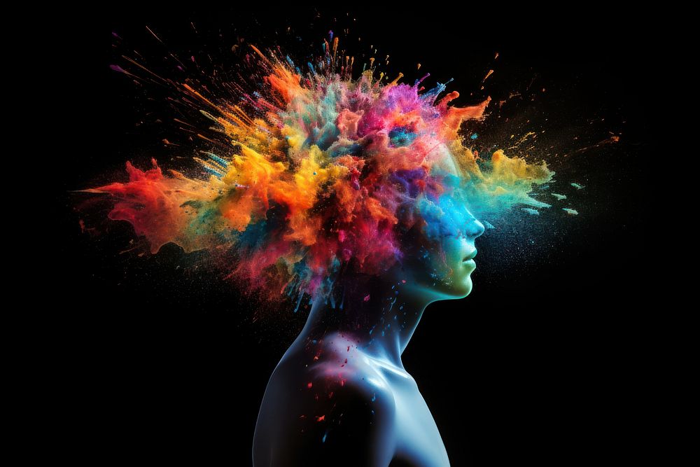 Brain exploding portrait abstract. AI | Premium Photo Illustration ...