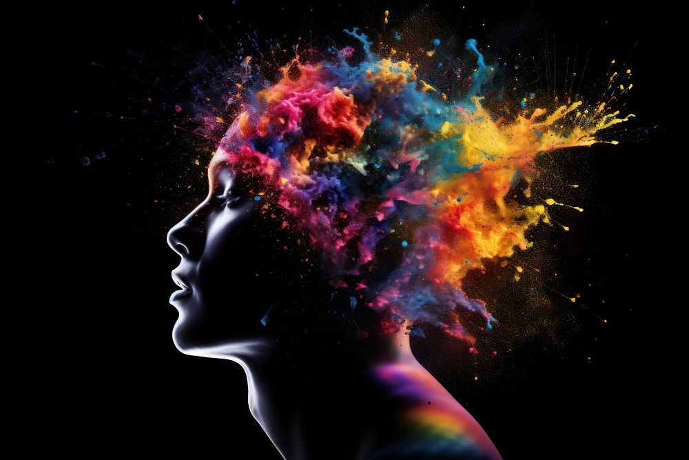 Brain exploding portrait abstract. AI | Premium Photo Illustration ...