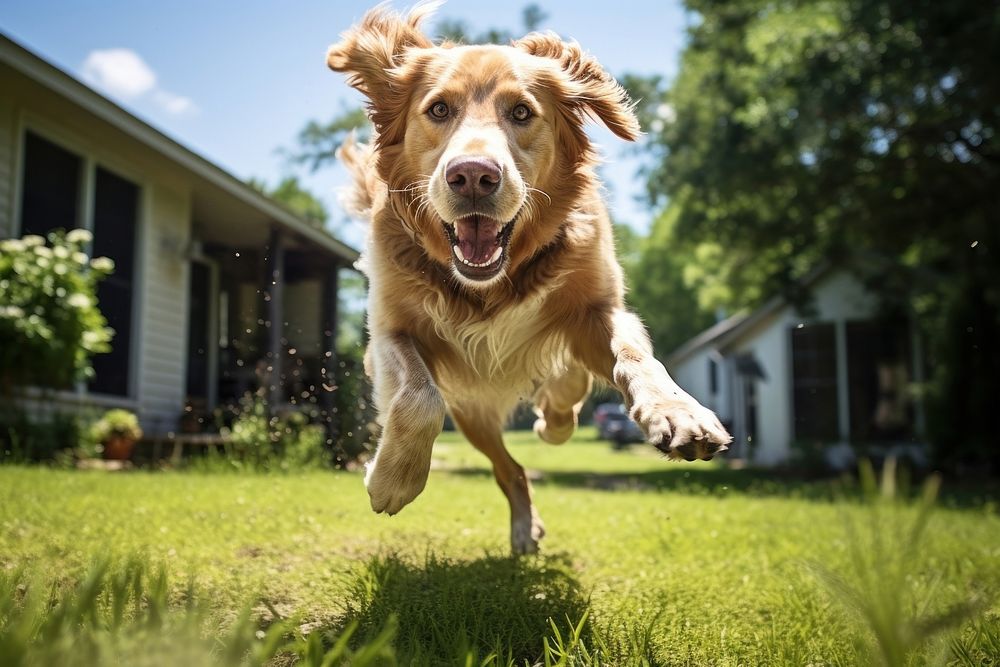 Dog outdoors running mammal. AI generated Image by rawpixel.