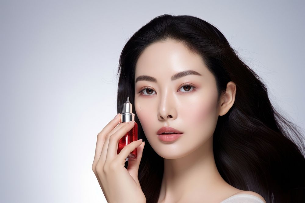 Skincare advertisement cosmetics applying photo. AI generated Image by rawpixel.