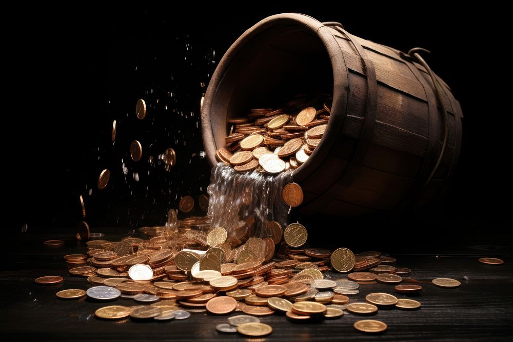 Coins barrel money refreshment. AI generated Image by rawpixel.