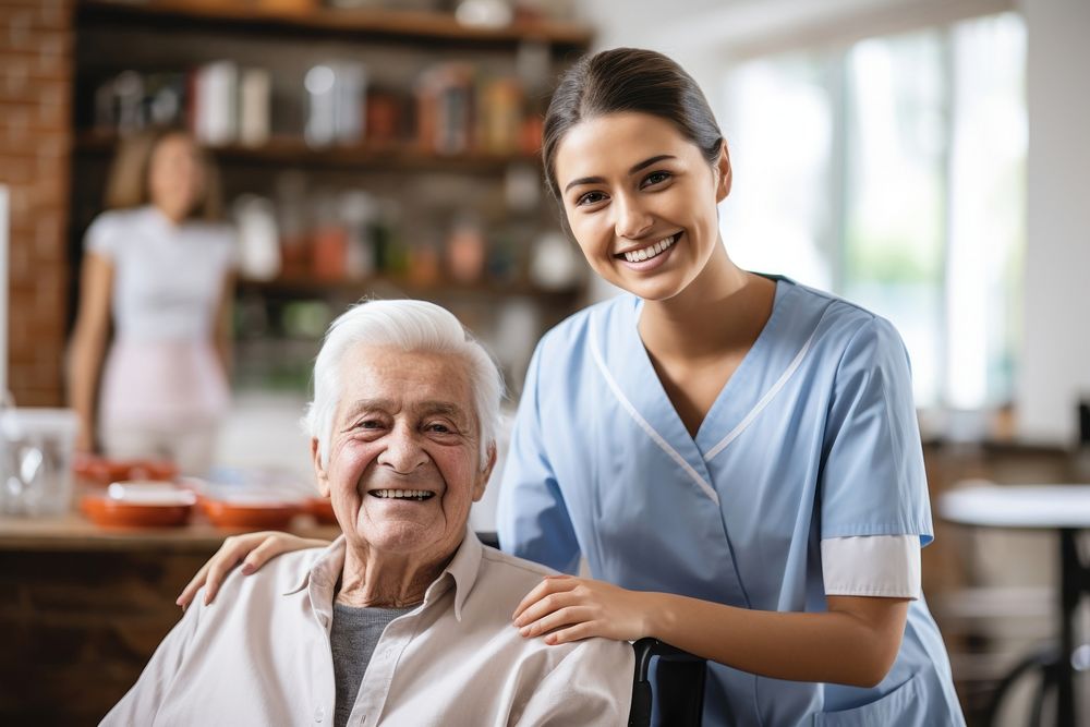 Senior nursing home nurse smiling adult. AI generated Image by rawpixel.