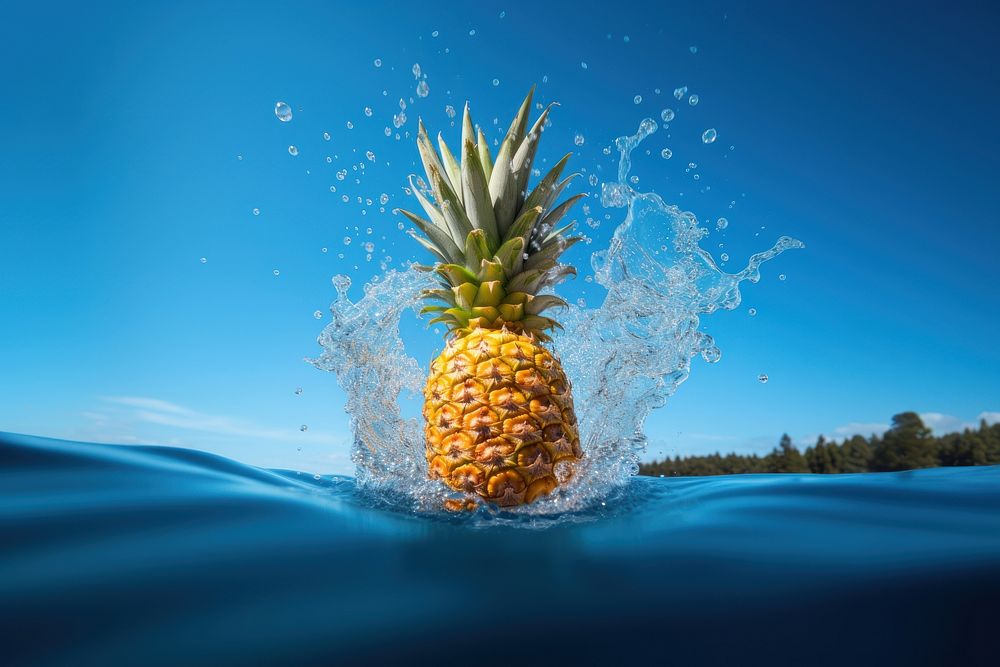 Pineapple liquid floating plant fruit bromeliaceae. AI generated Image by rawpixel.