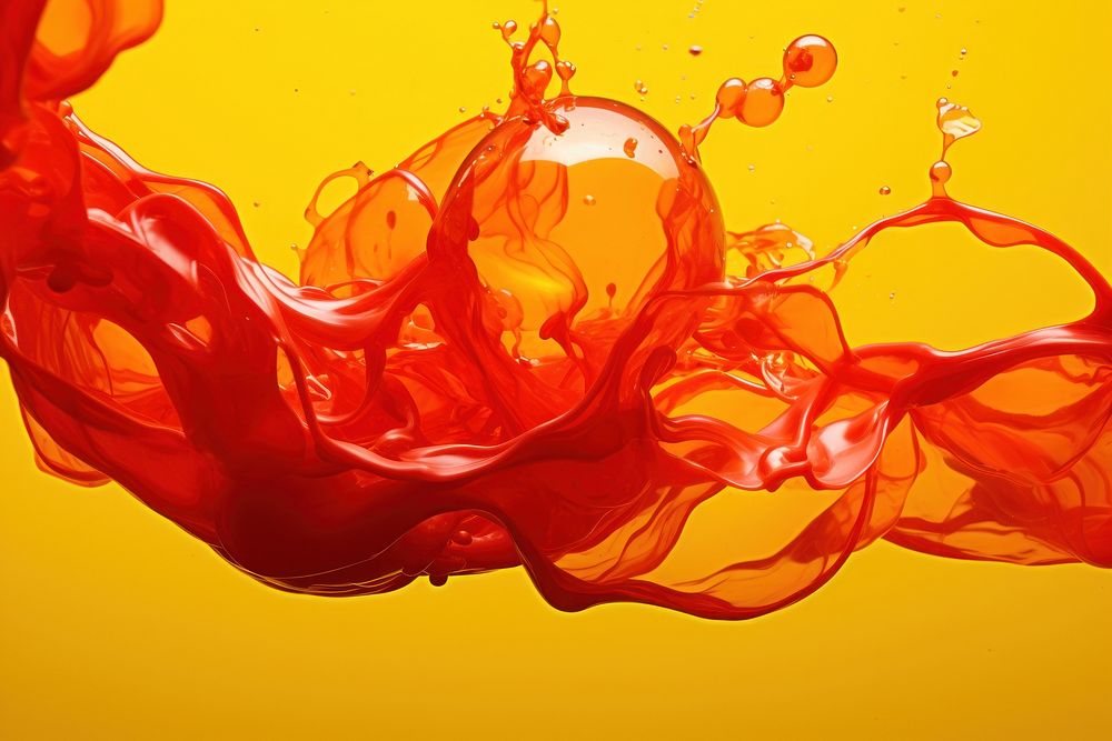 Red yellow liquid floating invertebrate backgrounds simplicity. AI generated Image by rawpixel.