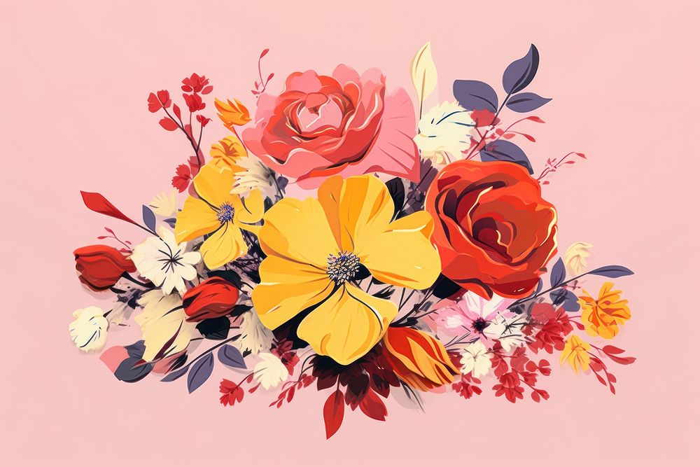 Flower vector collage painting pattern petal. AI generated Image by rawpixel.