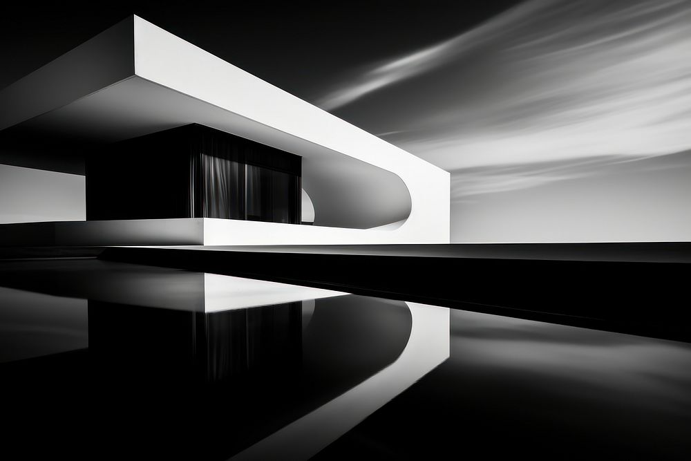 Architect architecture reflection monochrome. AI generated Image by rawpixel.
