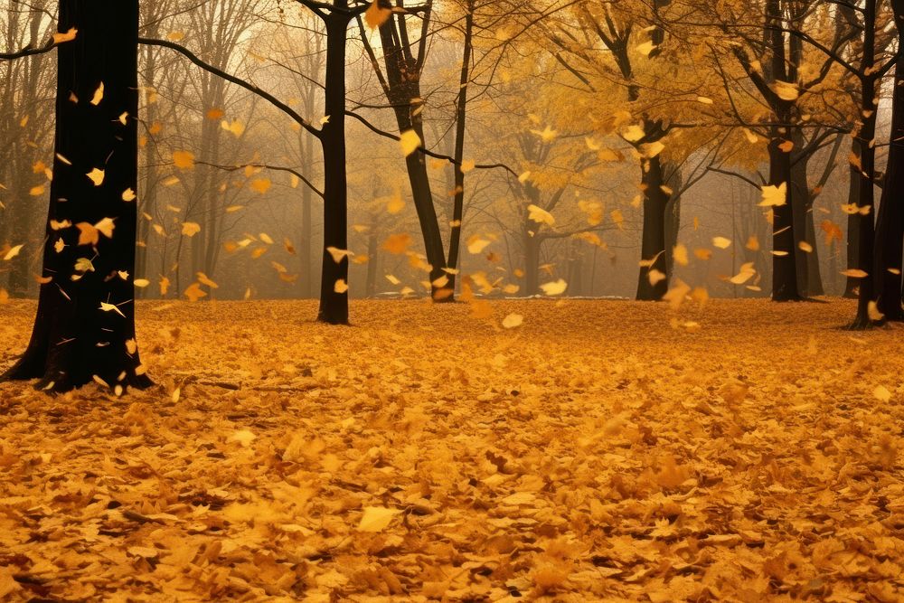 Autumn leaves backgrounds outdoors woodland. AI generated Image by rawpixel.