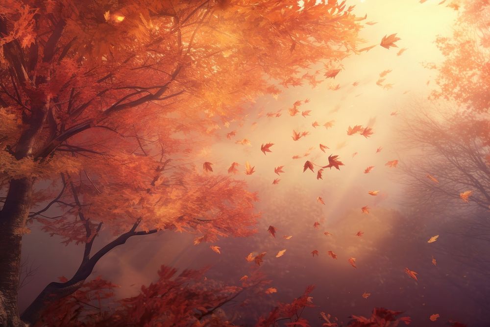 Autumn leaves backgrounds landscape outdoors. AI generated Image by rawpixel.
