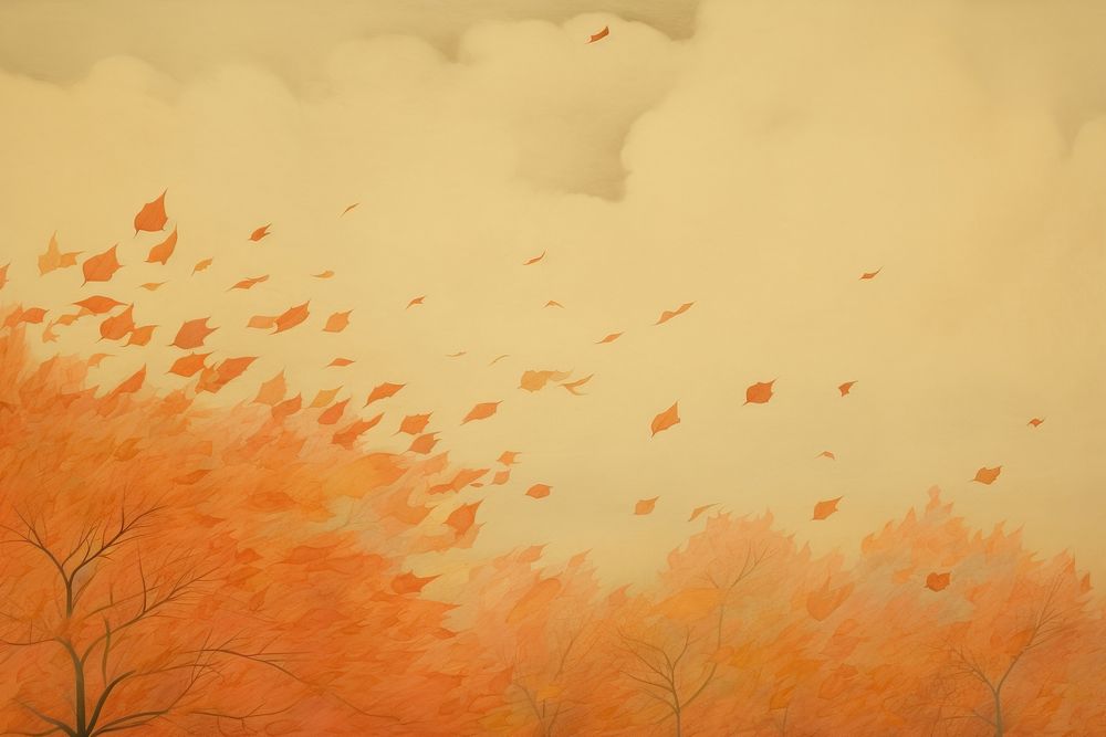 Autumn leaves backgrounds outdoors painting. AI generated Image by rawpixel.