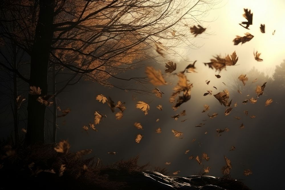 Autumn leaves light sunlight outdoors. AI generated Image by rawpixel.