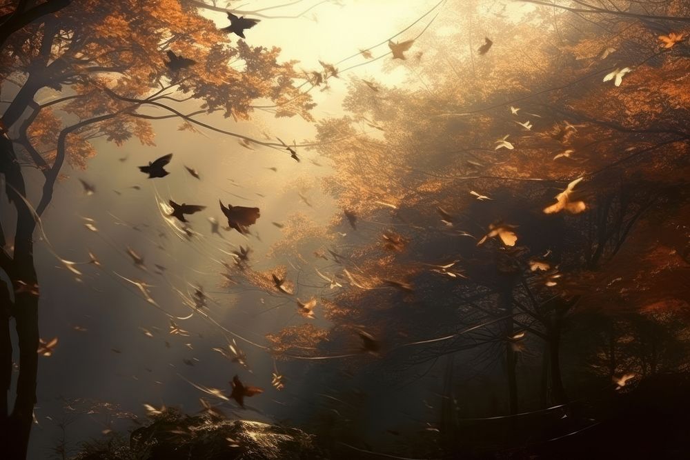 Autumn leaves sunlight outdoors nature. AI generated Image by rawpixel.
