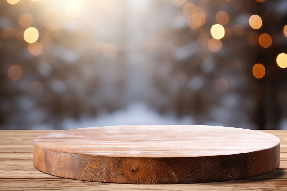 Winter wood table defocused. AI generated Image by rawpixel.