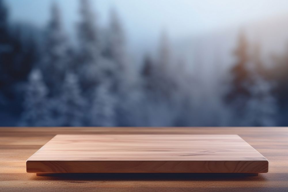 Winter wood table tranquility. AI generated Image by rawpixel.