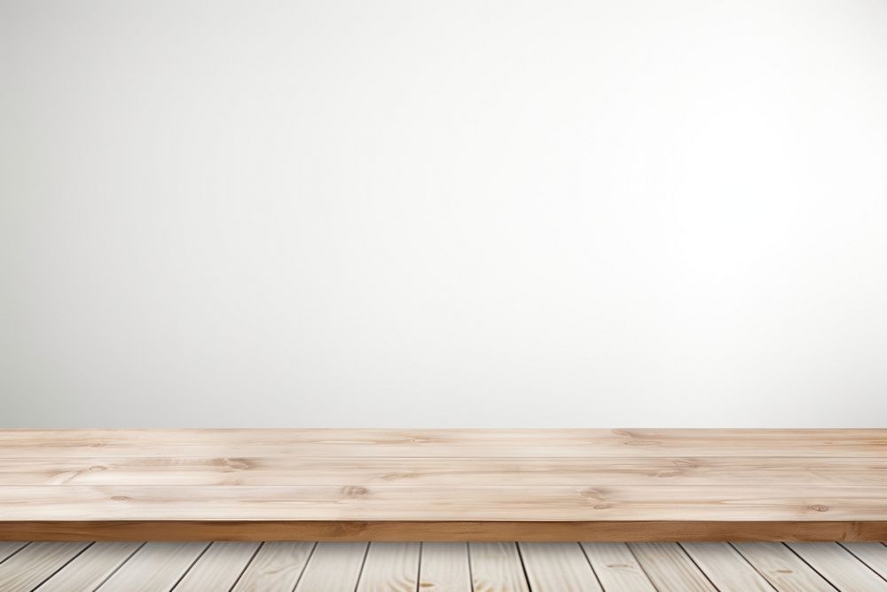 Empty white room table wood backgrounds. AI generated Image by rawpixel.