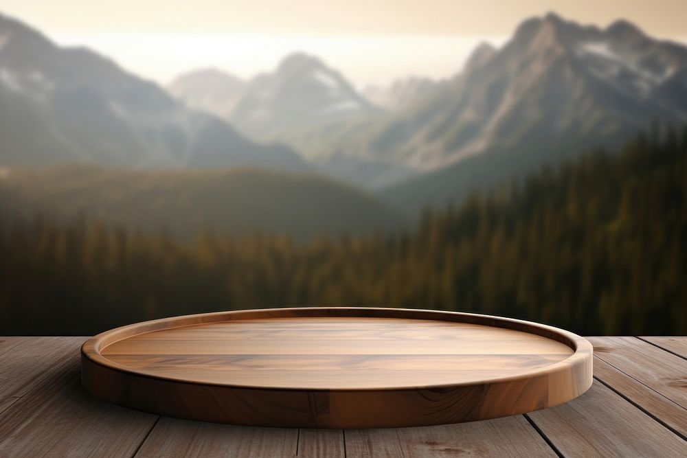 Mountain wood nature table. AI generated Image by rawpixel.