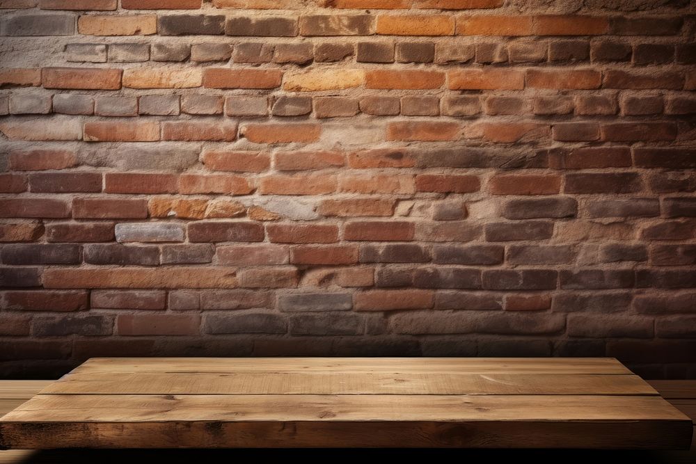 Brick wall table wood architecture. AI generated Image by rawpixel.