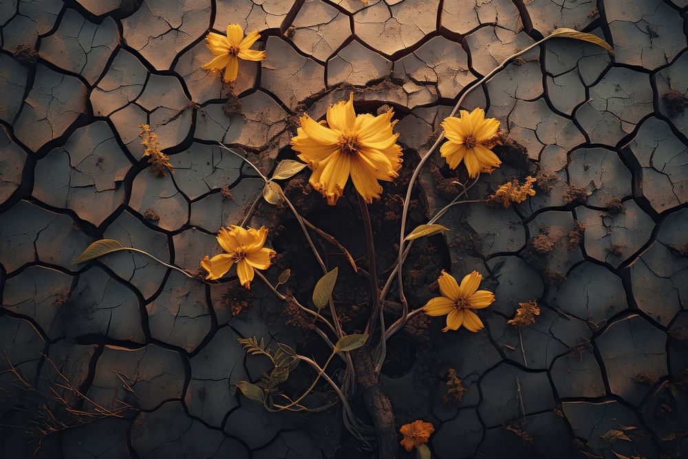 Cracked ground flower plant petal. AI generated Image by rawpixel.