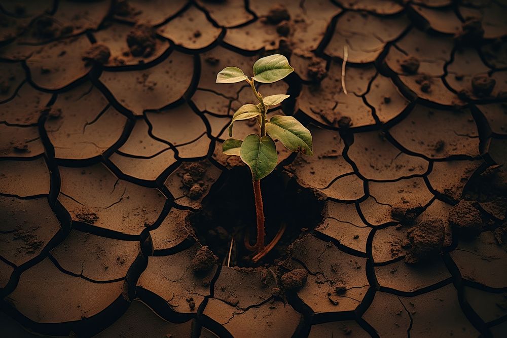Cracked ground climate plant soil. AI generated Image by rawpixel.