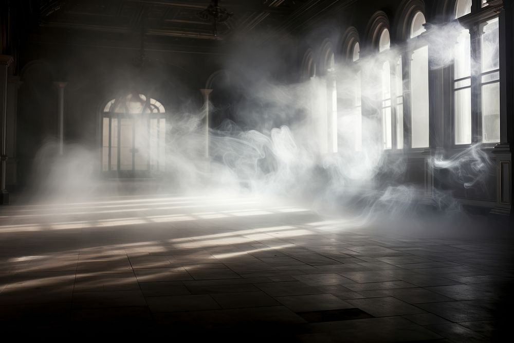 Floor with smoke architecture spirituality monochrome. AI generated Image by rawpixel.