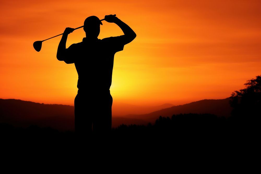 Golf club backlighting silhouette outdoors. AI generated Image by rawpixel.
