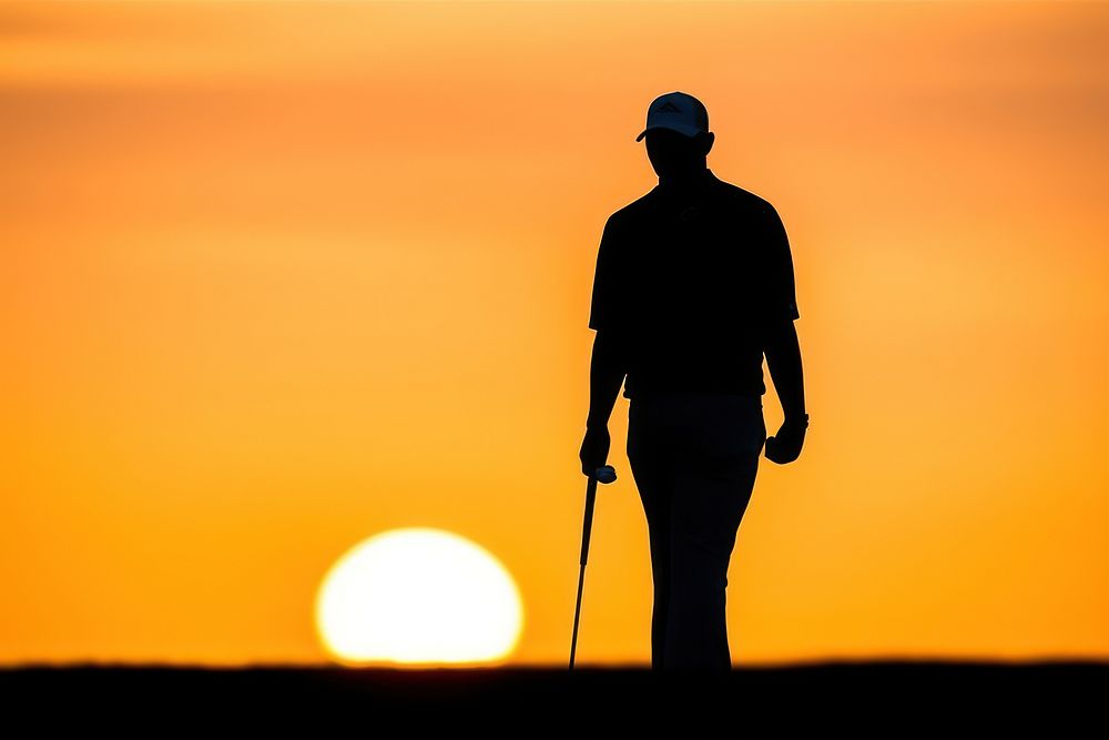 Golf club backlighting silhouette landscape. AI generated Image by rawpixel.