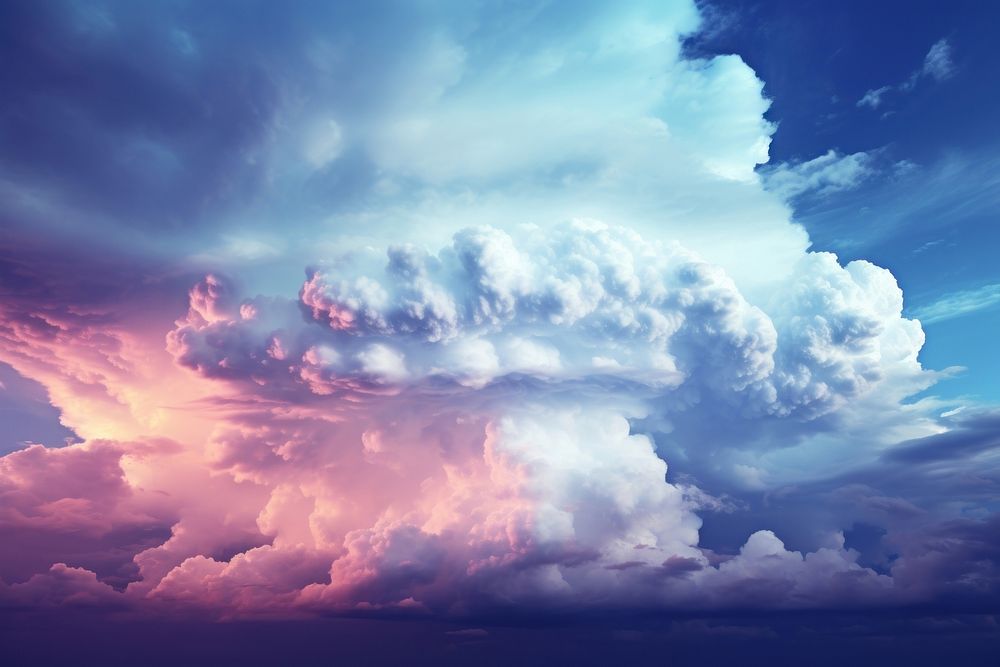 Thunderstorm panoramic cloud sky backgrounds. AI generated Image by rawpixel.
