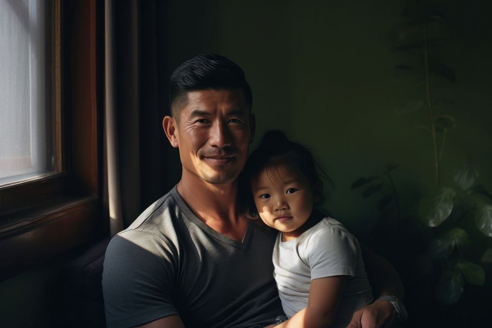 Asian family portrait sitting adult. AI generated Image by rawpixel.