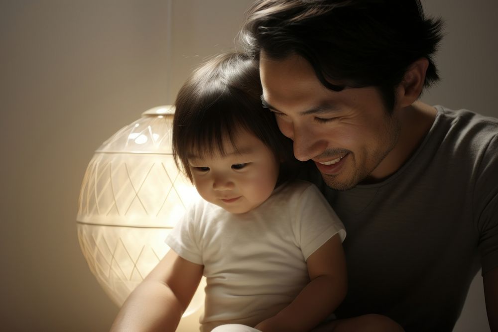 Asian family portrait sitting light. AI generated Image by rawpixel.