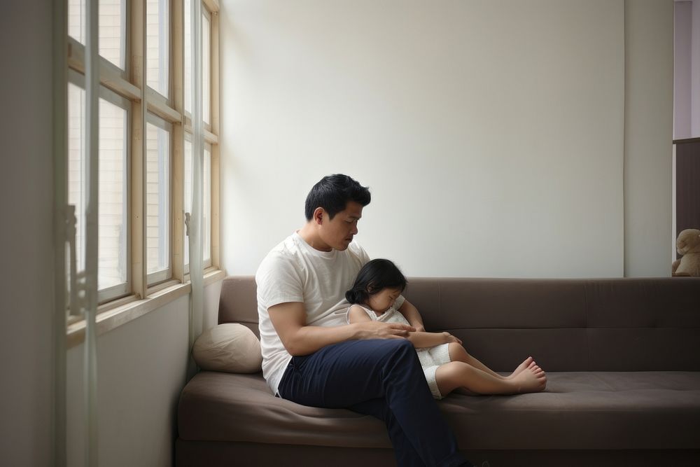 Asian family furniture sitting adult. AI generated Image by rawpixel.