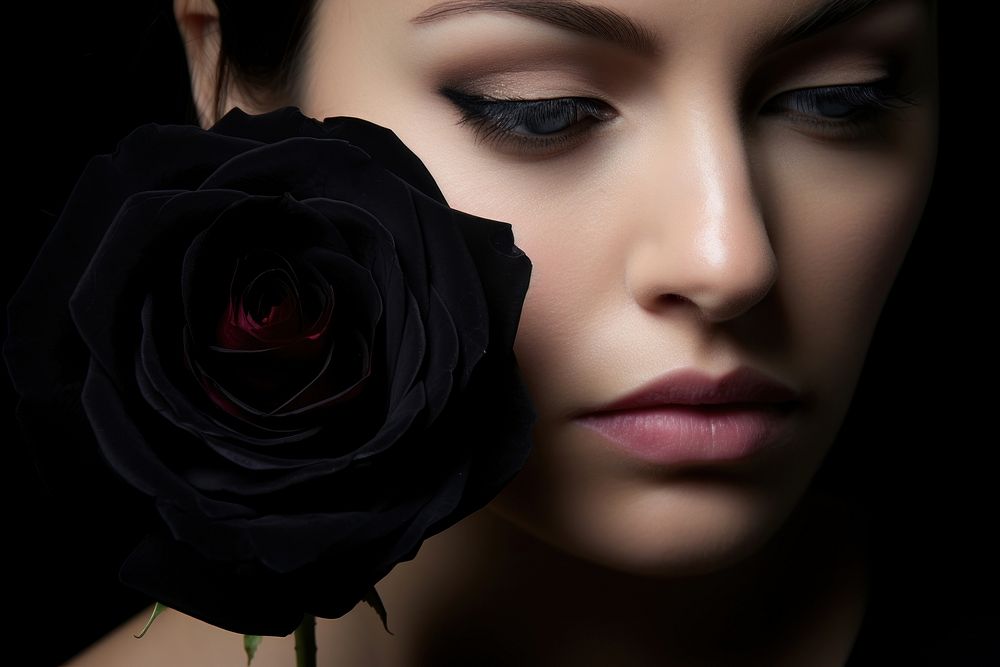 Black rose photography portrait flower. AI generated Image by rawpixel.