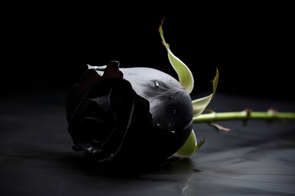 Black rose plant monochrome darkness. AI generated Image by rawpixel.