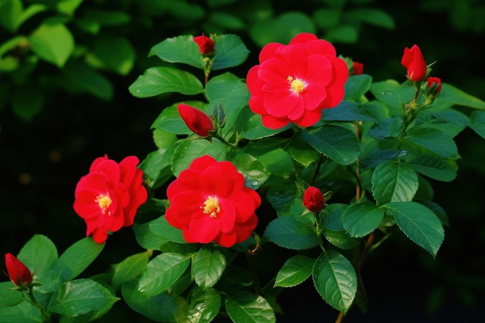 Red rose blossom flower plant. AI generated Image by rawpixel.