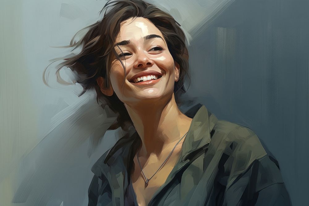 Woman smiling laughing portrait looking. AI generated Image by rawpixel.
