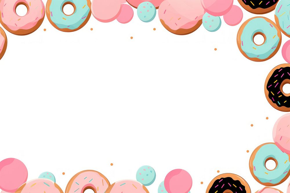 Cartoon donuts border backgrounds pattern food. AI generated Image by rawpixel.