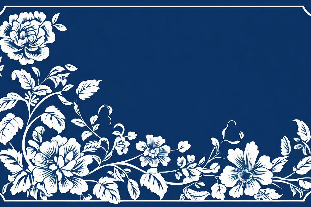 Chinese porcelain border pattern white blue. AI generated Image by rawpixel.