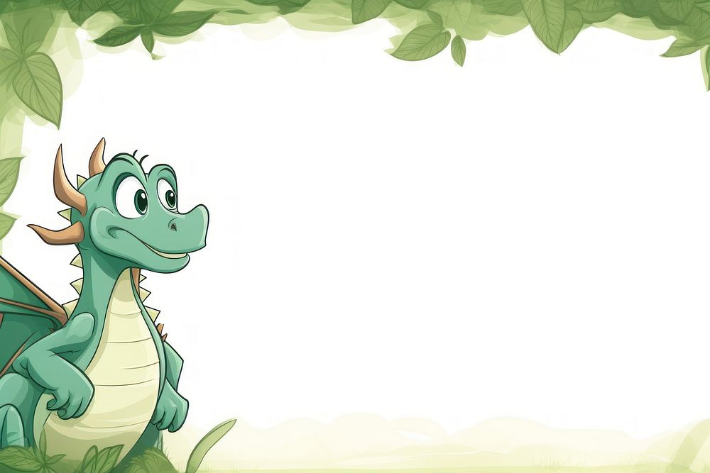 Cartoon dragon border green outdoors reptile. AI generated Image by rawpixel.
