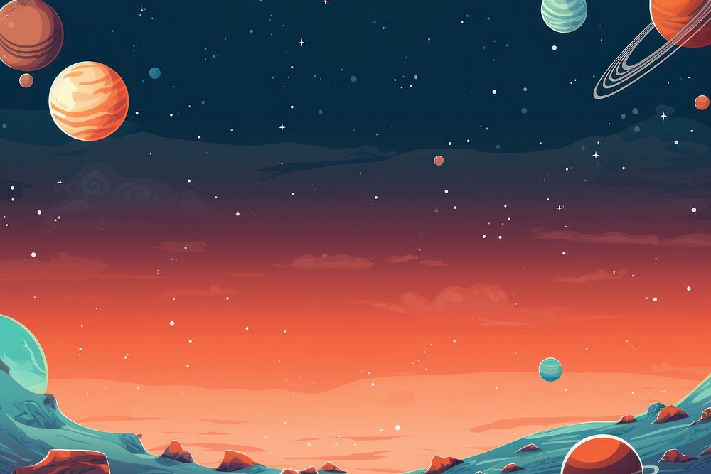 Cartoon space border backgrounds astronomy outdoors. AI generated Image by rawpixel.