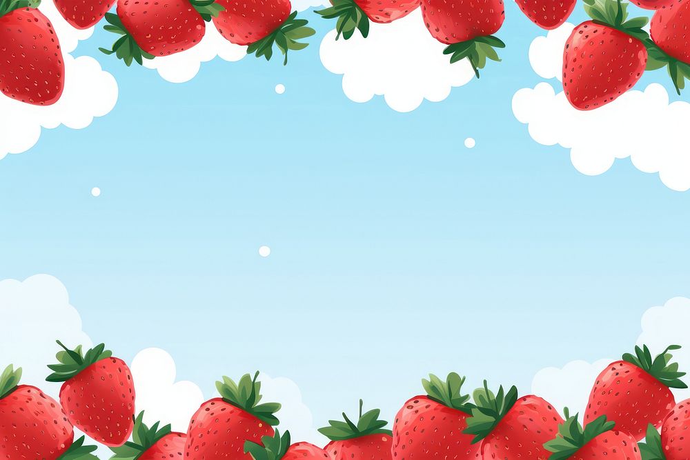 Cartoon strawberries border backgrounds strawberry fruit. AI generated Image by rawpixel.