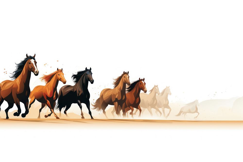 Horses bottom divider animal mammal herd. AI generated Image by rawpixel.