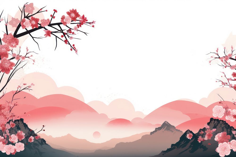Japanese border outdoors blossom nature. AI generated Image by rawpixel.