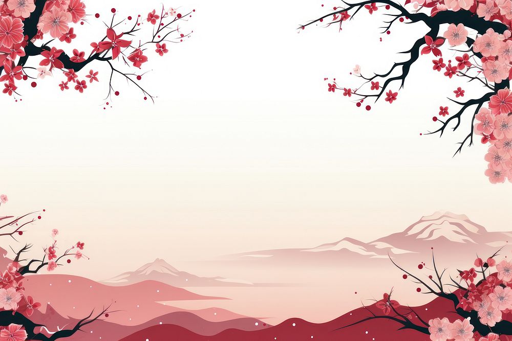 Japanese border backgrounds outdoors blossom. AI generated Image by rawpixel.