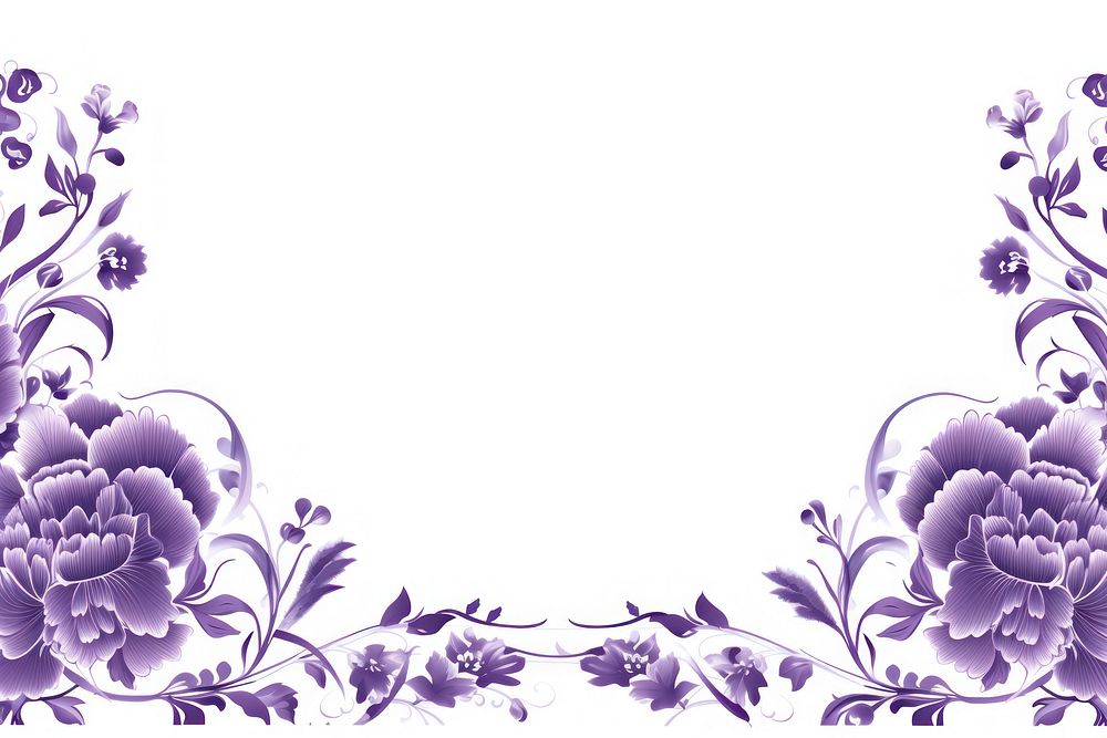 Chinese porcelain border purple pattern flower. AI generated Image by rawpixel.