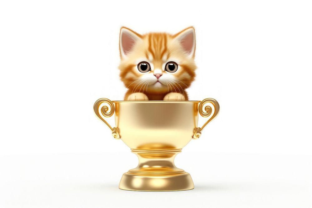 Baby cat icon Trophy Golden mammal. AI generated Image by rawpixel.