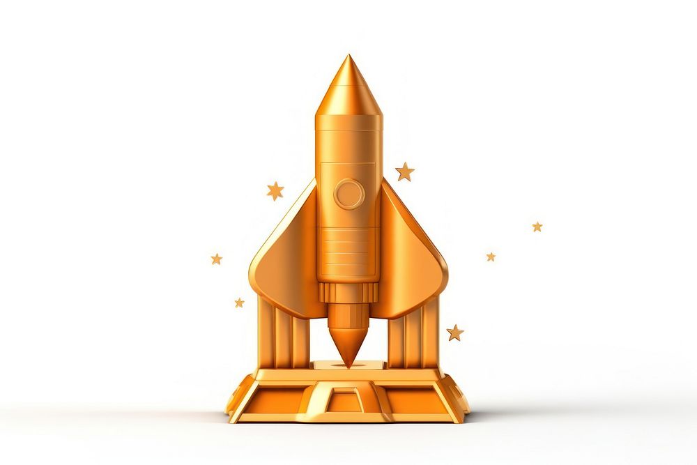 Rocketman icon golden Trophy missile. AI generated Image by rawpixel.