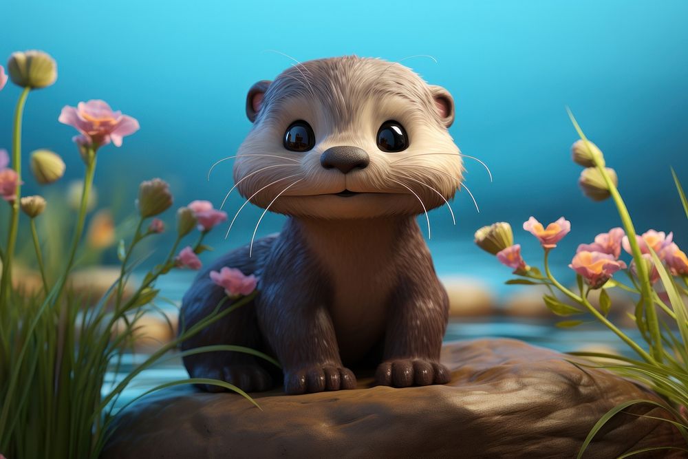 Otter cartoon wildlife animal. AI generated Image by rawpixel.