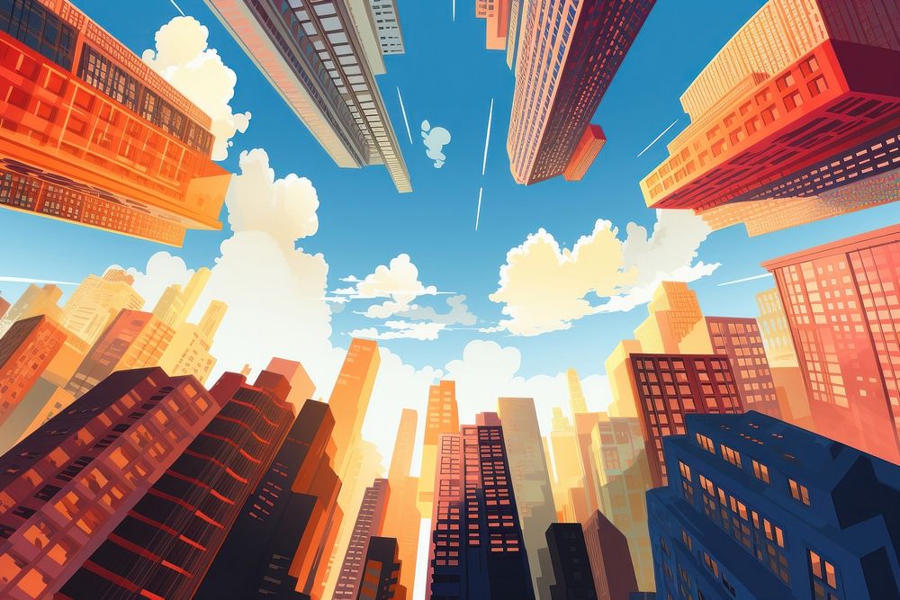 City skyline building architecture backgrounds. AI generated Image by rawpixel.